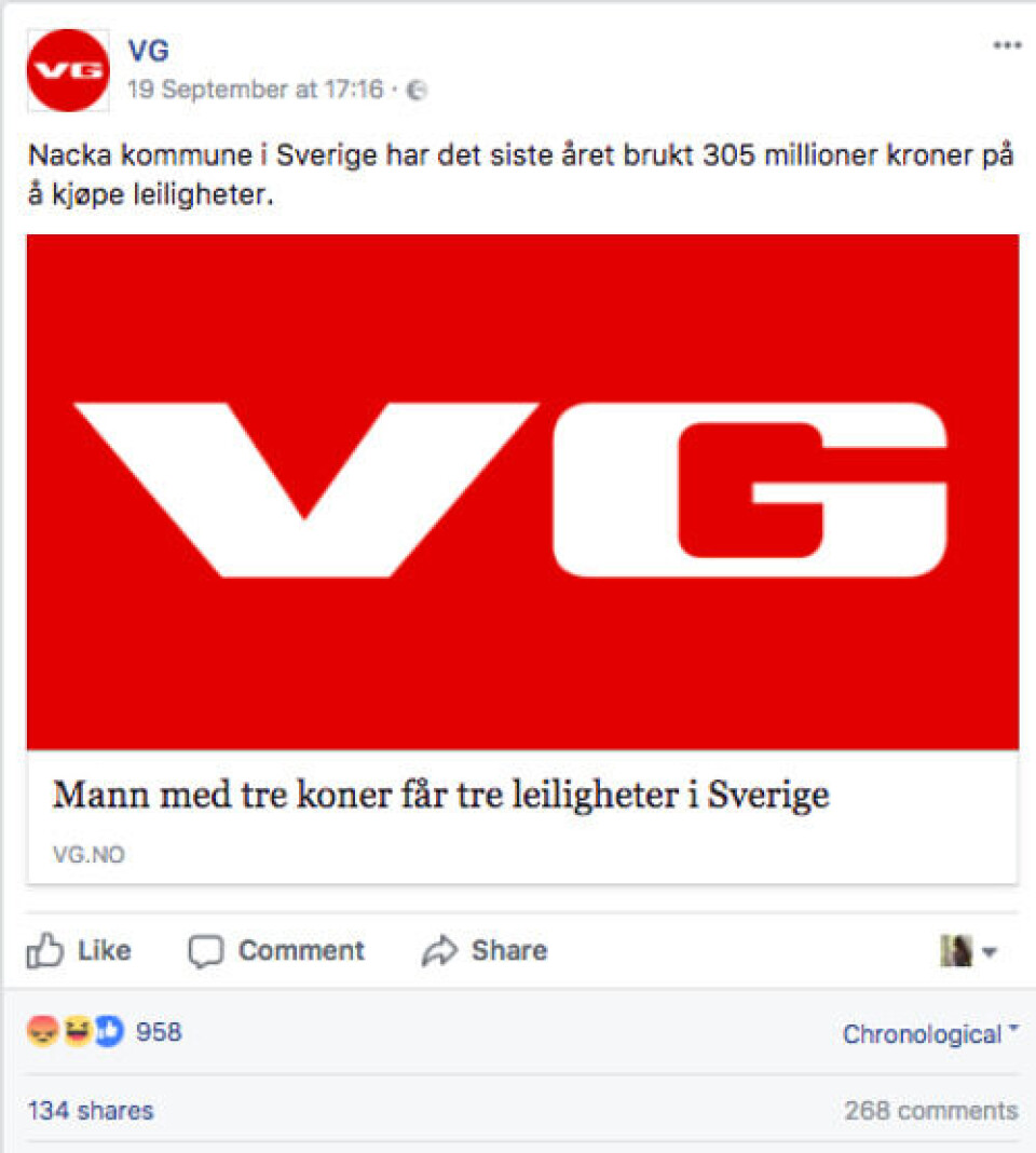 Foto: Skjermdump/VGs Facebook-side.