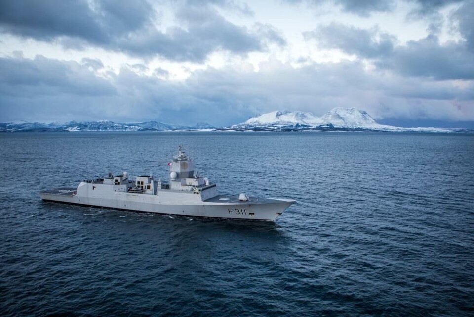 TUNG: Fregatten KNM «Roald Amundsen» under Flotex-øvelsen i 2016 Foto: Forsvaret TUNG: Fregatten KNM «Roald Amundsen» under Flotex-øvelsen i 2016