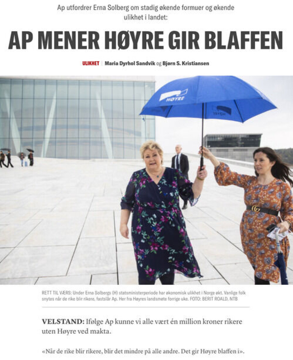 Faksimile: Klassekampen.no 19. mai i år Faksimile: Klassekampen.no 19. mai i år