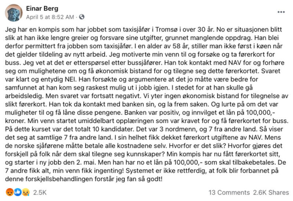 Skjermdump: Facebook