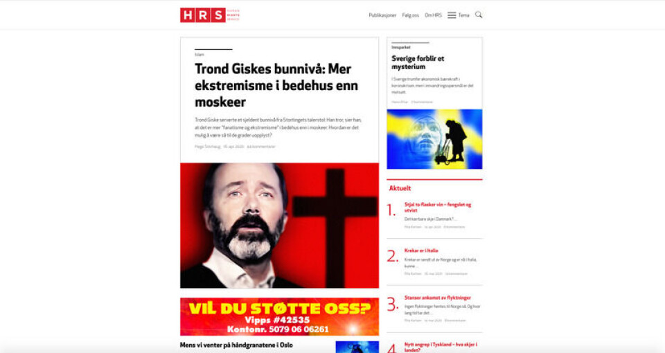 Slik fremsto saken på forsiden til Rights.no torsdag formiddag. Foto: Skjermdump/Rights.no Slik fremsto saken på forsiden til Rights.no torsdag formiddag.