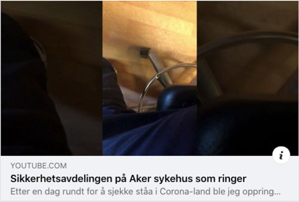 Videoen av telefonsamtalen mellom Jarle Hollerud og vekteren på Aker sykehus har blitt sett over 10 000 ganger på YouTube. Skjermbilde fra Facebook. Videoen av telefonsamtalen mellom Jarle Hollerud og vekteren på Aker sykehus har blitt sett over 10 000 ganger på YouTube.