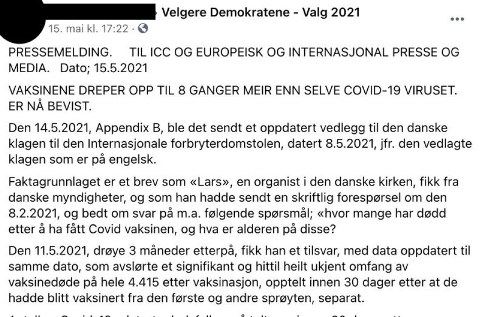 Danske tall viser ikke at 4000 har dødd av koronavaksiner