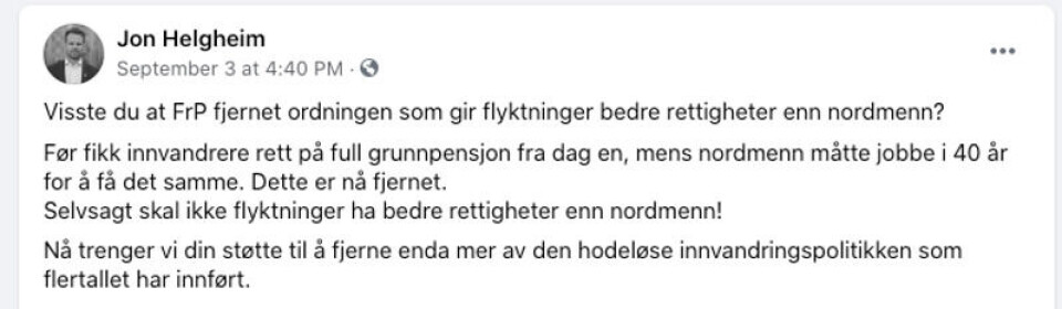 Skjermdump: Facebook