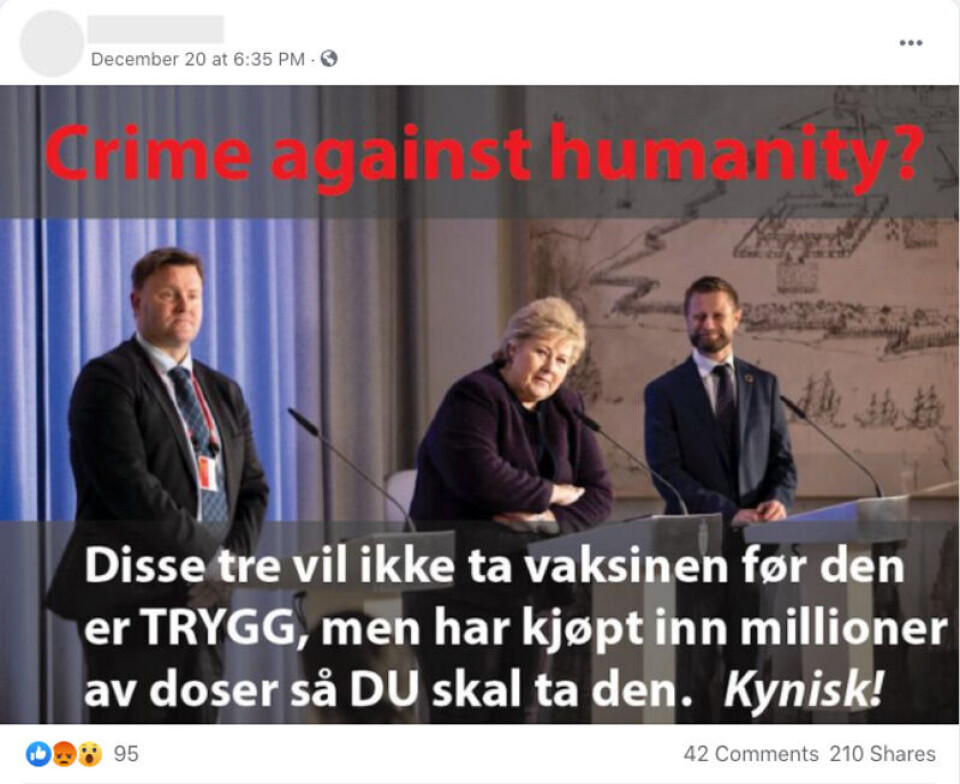 Skjermbilde fra Facebook.