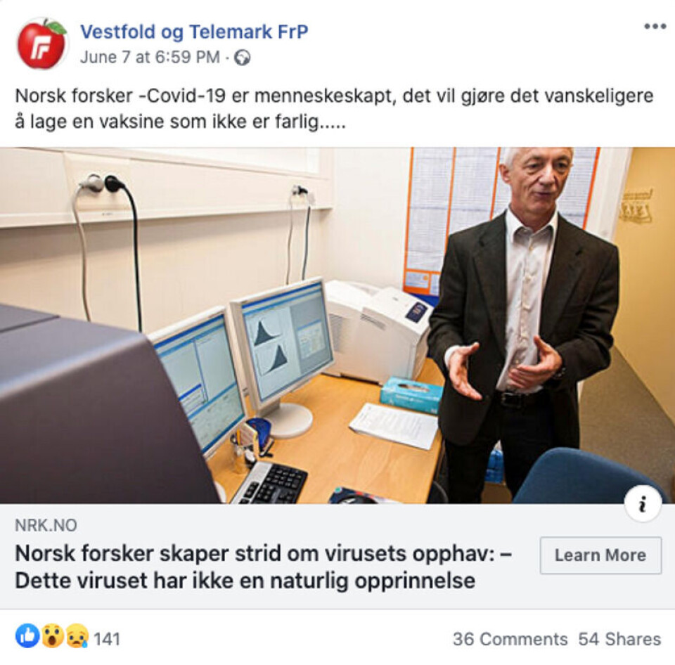 Foto: Skjermbilde fra Facebook.