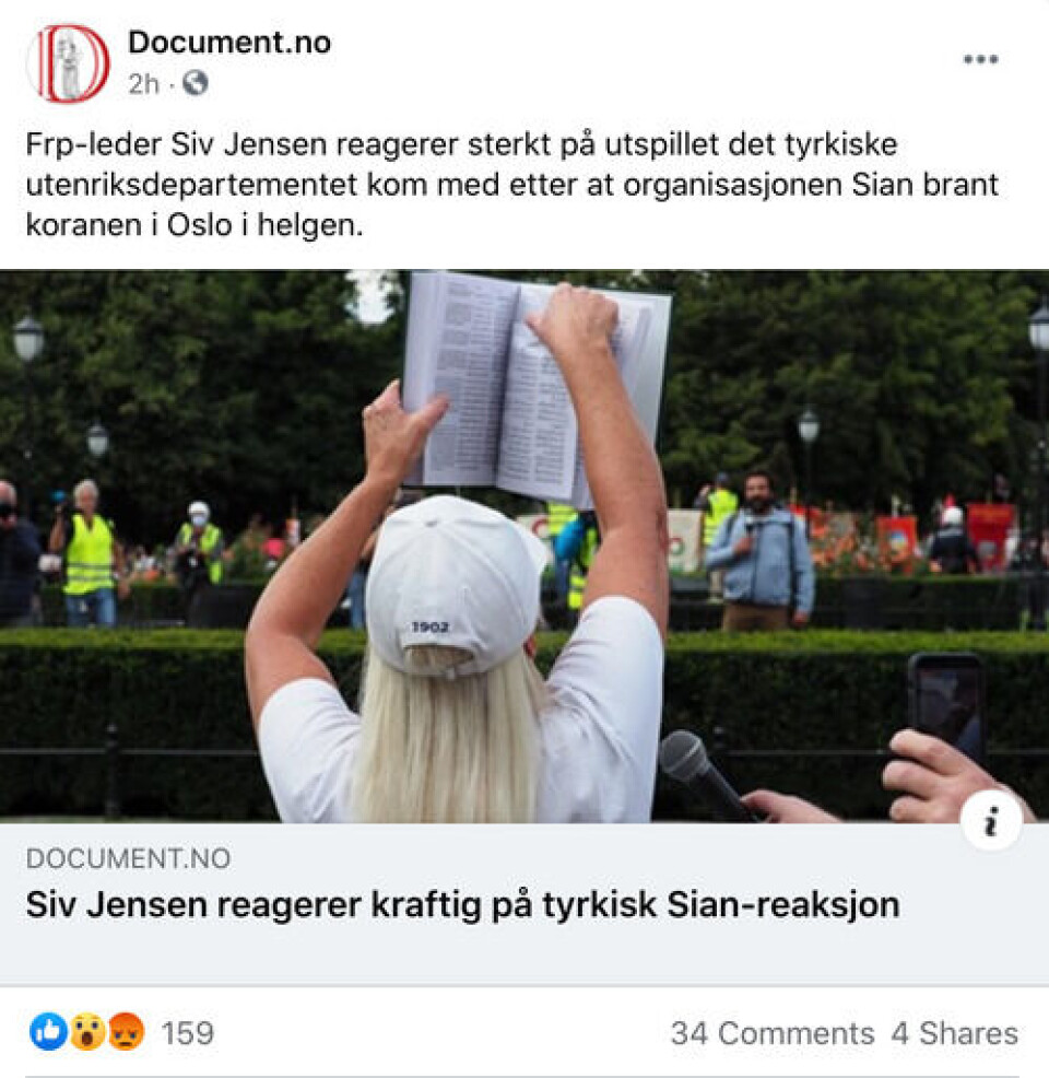 Skjermdump: Facebook