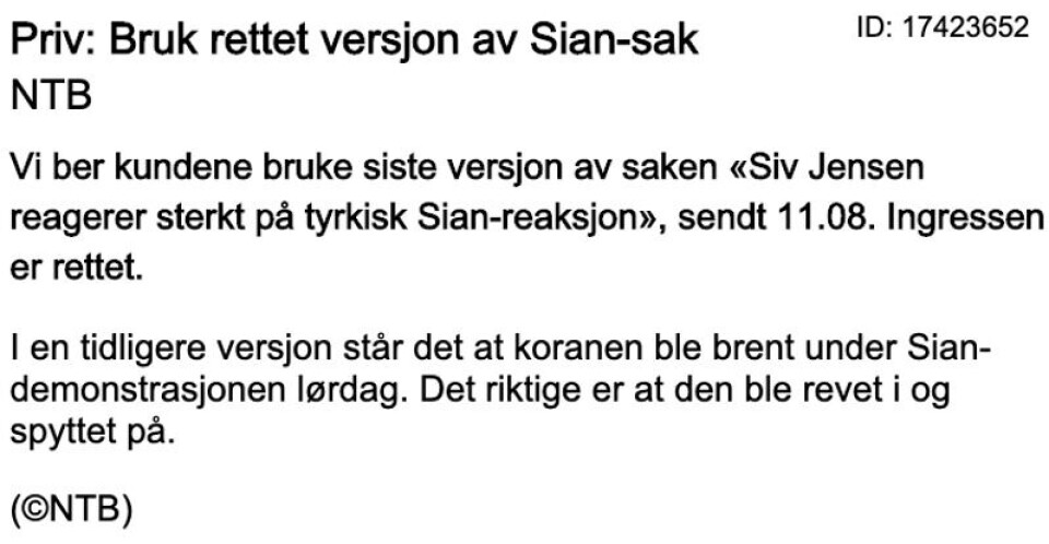 Skjermdump: NTB