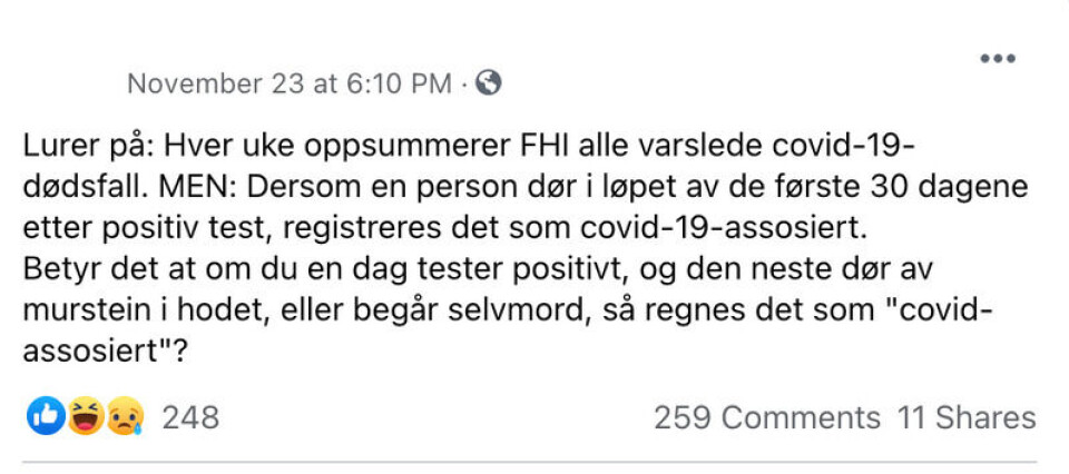Skjermdump: Facebook