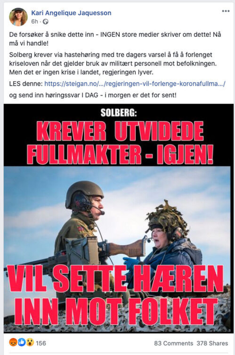 Slik ble budskapet delt på sosiale medier. Slik ble budskapet delt på sosiale medier.