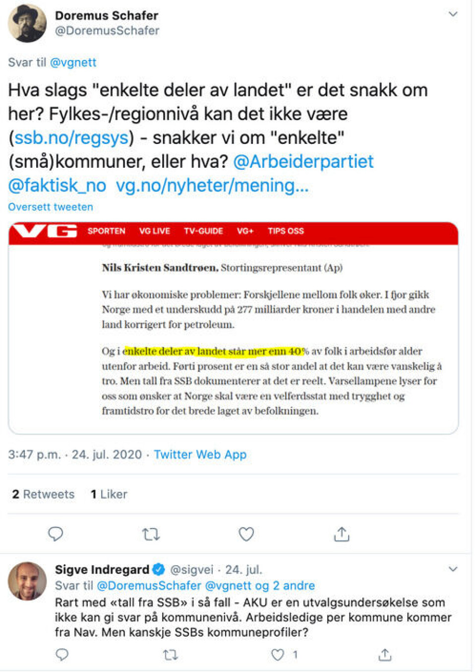 Skjermbilde: Twitter