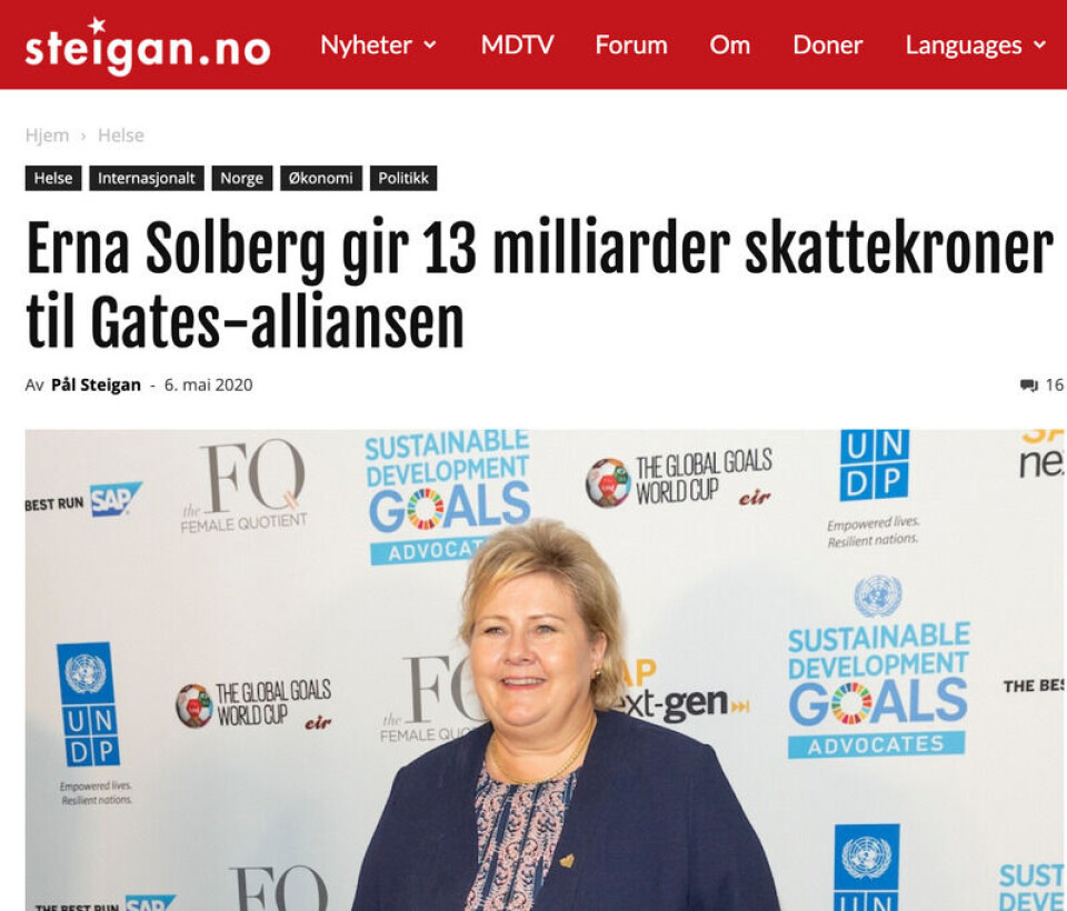 Skjermbilde: Steigan.no