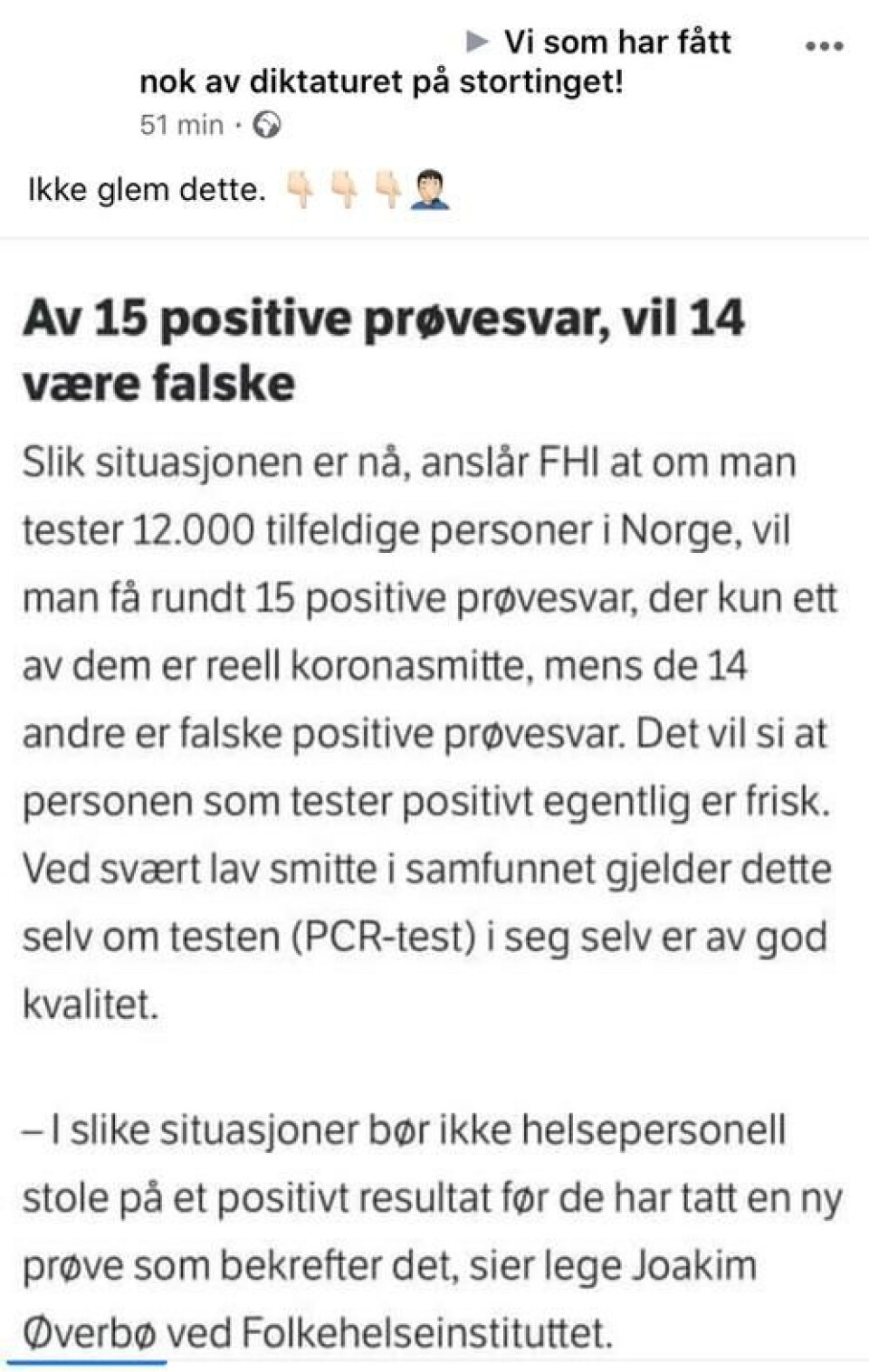 Skjermdump: Facebook / NRK
