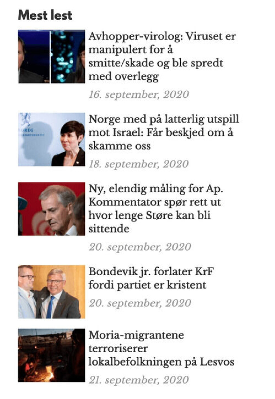 Skjermdump fra Document.no