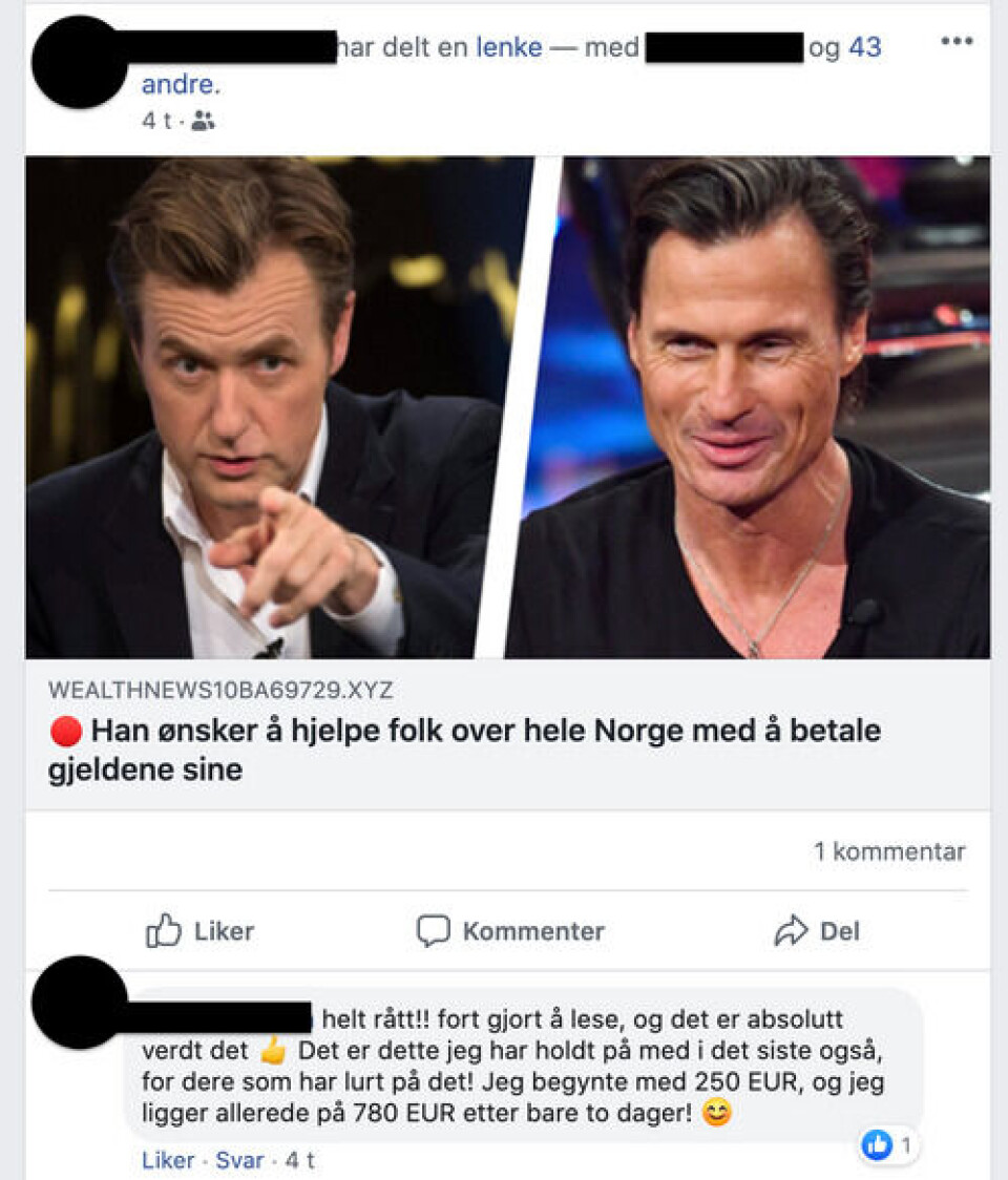 Slik deles svindelartiklene med tagging av en rekke venner Slik deles svindelartiklene med tagging av en rekke venner