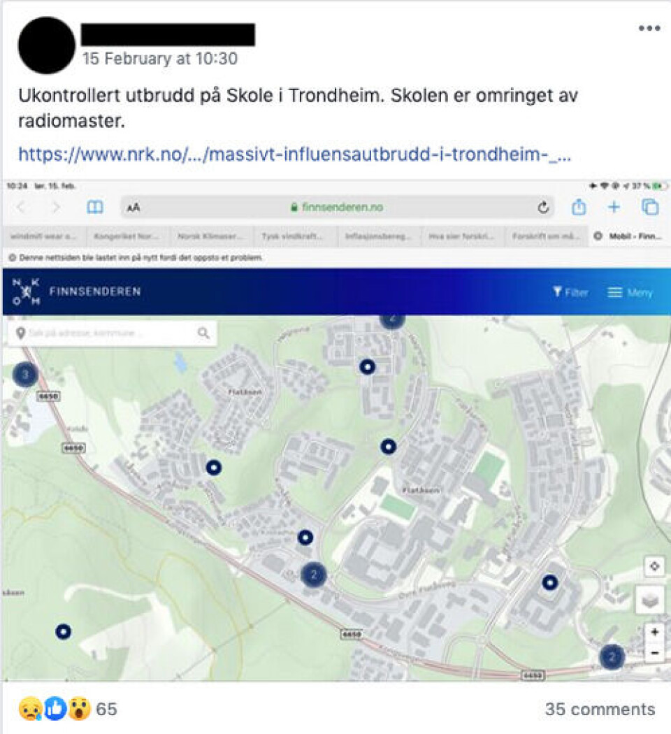 Skjermbilde fra Facebook-gruppen «Nei til smartmeter med mer».