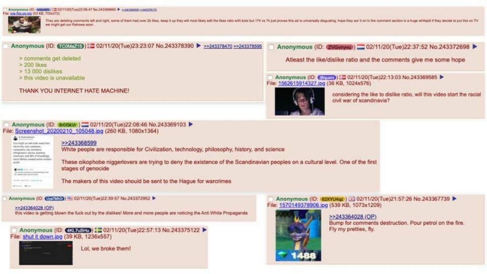 Innlegg publisert i nettforumet 4chan Foto: Skjermdumper / 4chan Innlegg publisert i nettforumet 4chan