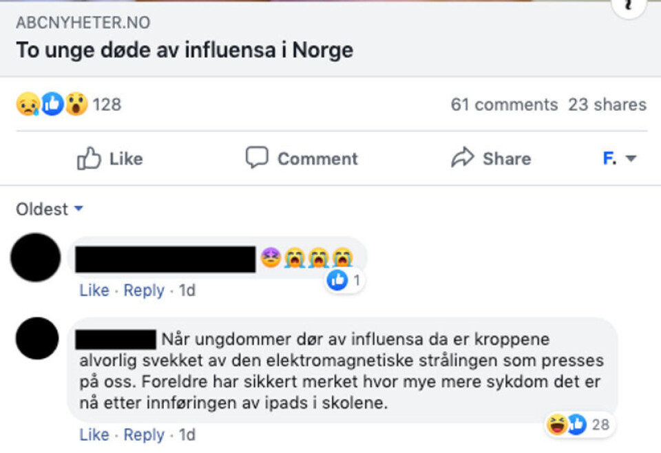 Skjermbilde fra Facebook-siden til ABC Nyheter.