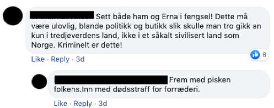 Fra Facebook-gruppen «Vi som har fått nok av diktaturet på stortinget!».