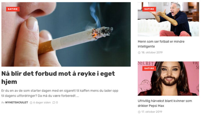 Skjermbilde fra Nyhetshjulet.no. hovedbilde