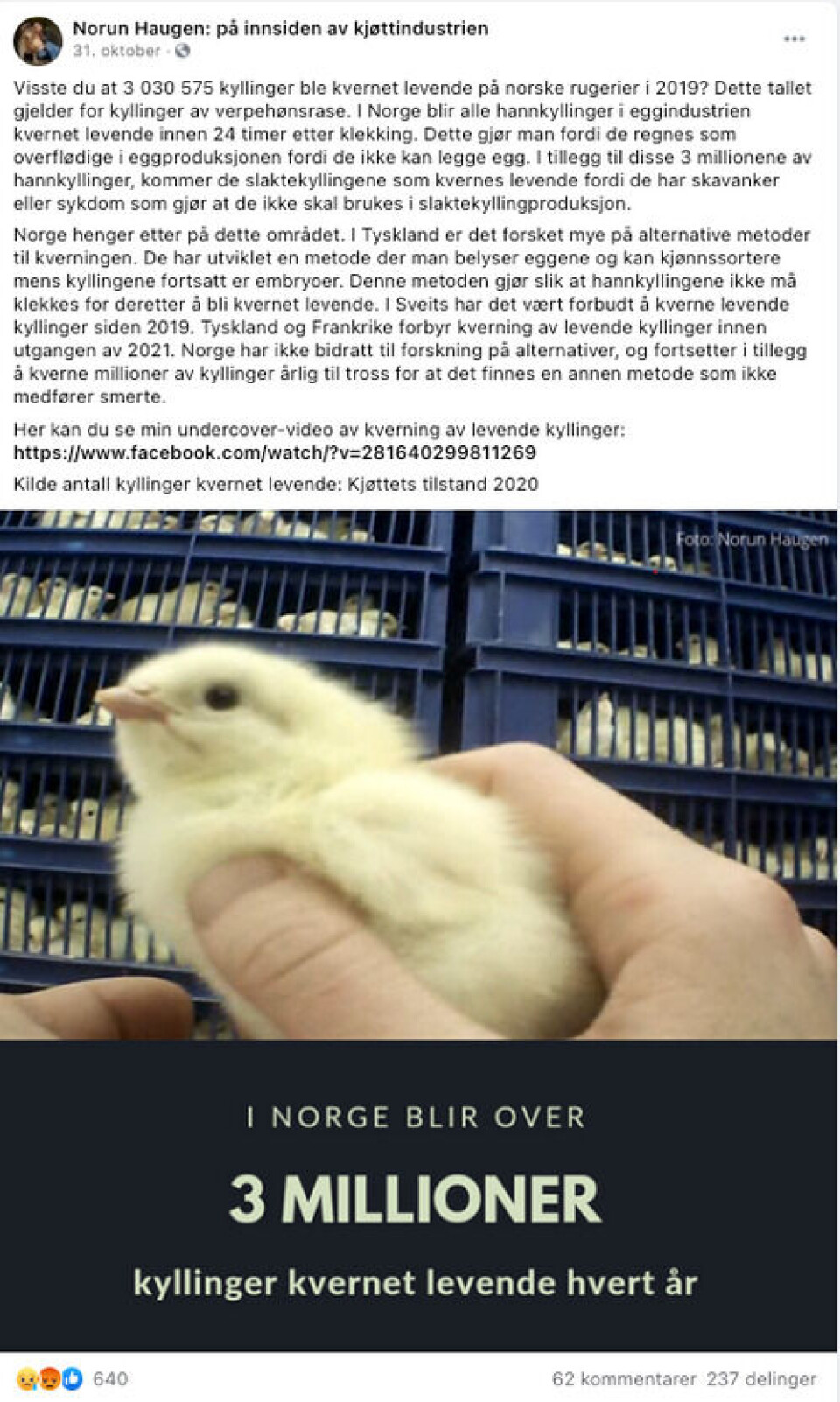 Skjermdump fra Facebook