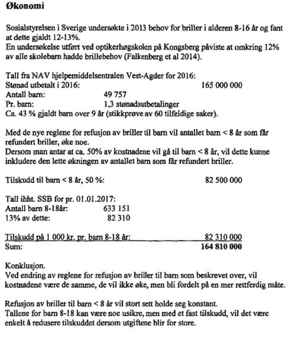 Skjermdump: Øyelegeforeningens forslag til ny ordning, 12.4.2019