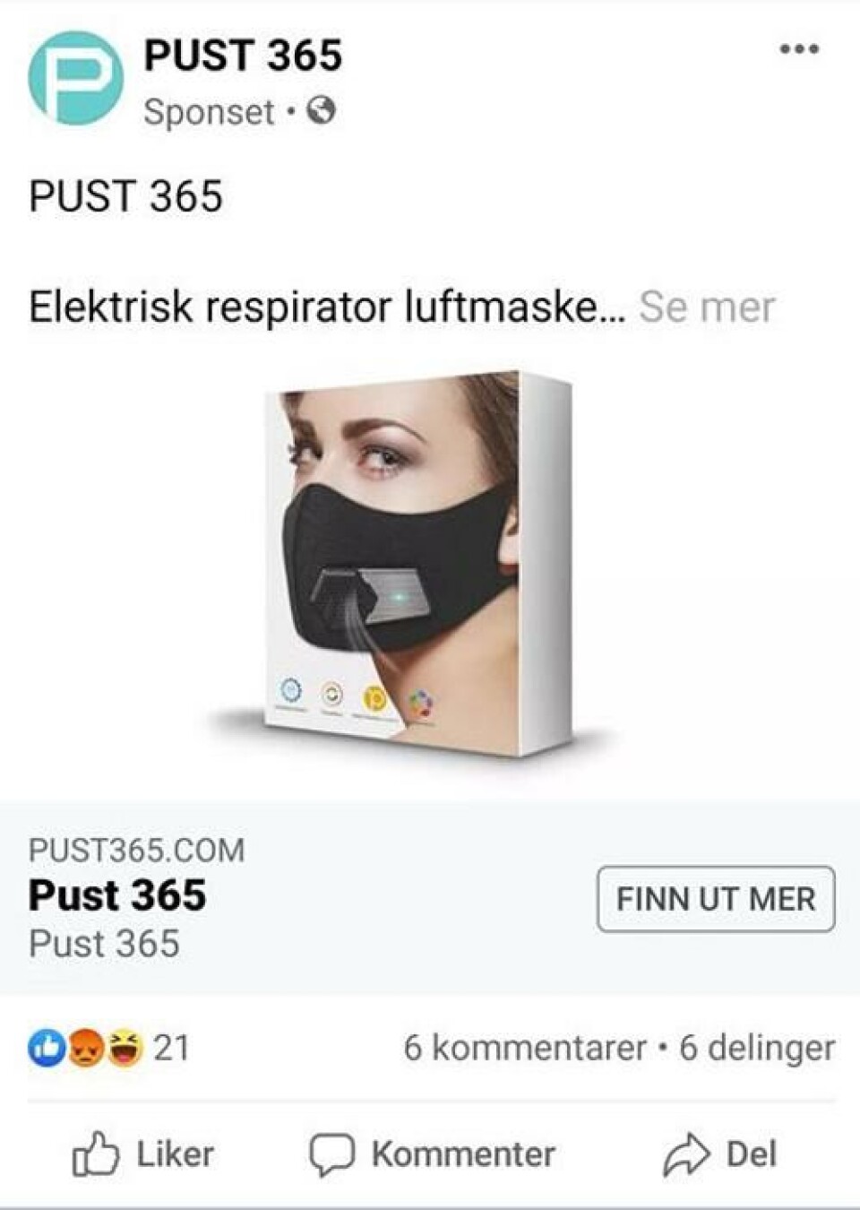 Slik markedsføres siden på Facebook. Skjermdump: Facebook Slik markedsføres siden på Facebook.