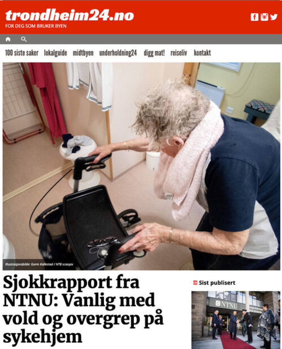 Skjermbilde fra trondheim24.no.