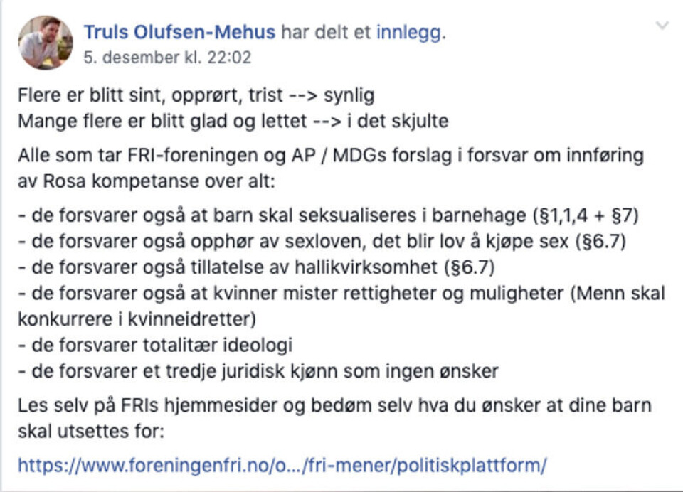 Skjermdump: Facebook