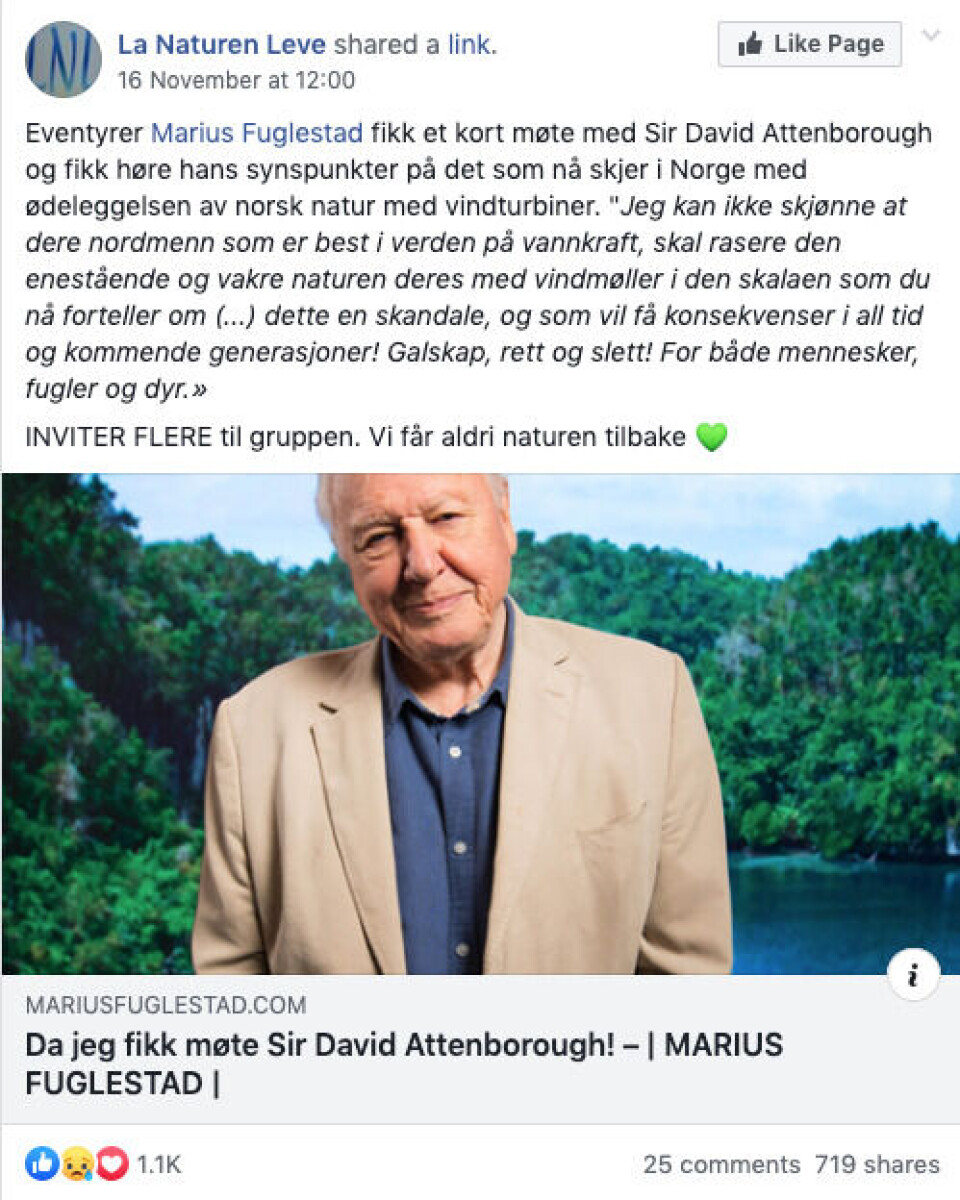 Foto: Skjermdump / Facebook