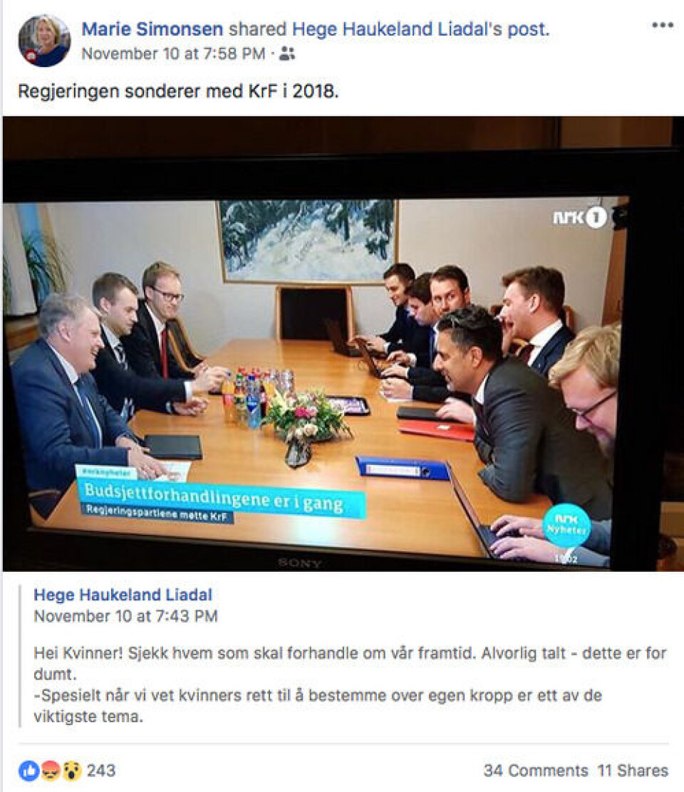 Foto: Skjermdump / Facebook