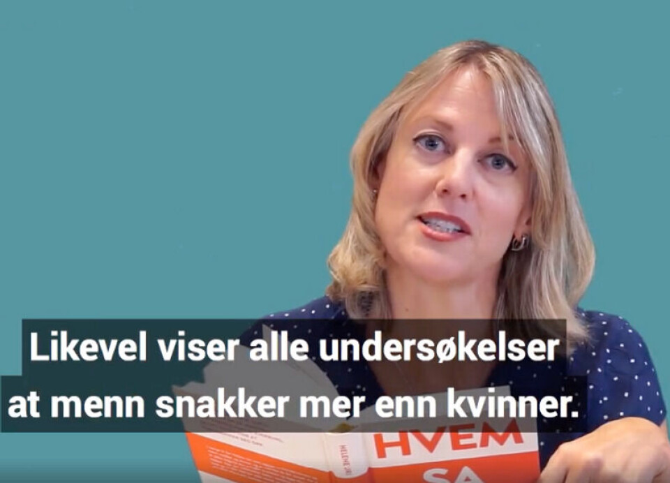 Det er ikke riktig at alle undersøkelser viser at menn snakker mer enn kvinner, slik Uri hevder i en reklamevideo for boken «Hvem sa hva». Skjermskudd: Gyldendal/Facebook Det er ikke riktig at alle undersøkelser viser at menn snakker mer enn kvinner, slik Uri hevder i en reklamevideo for boken «Hvem sa hva».