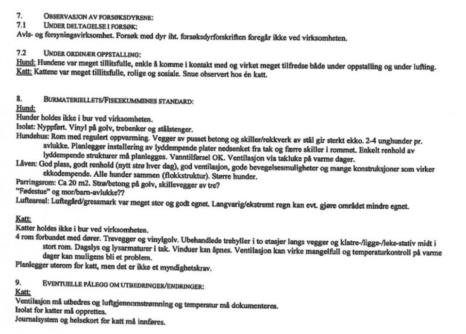 Faksimile: Rapport etter tilsyn 24.10.2007, Mattilsynet
