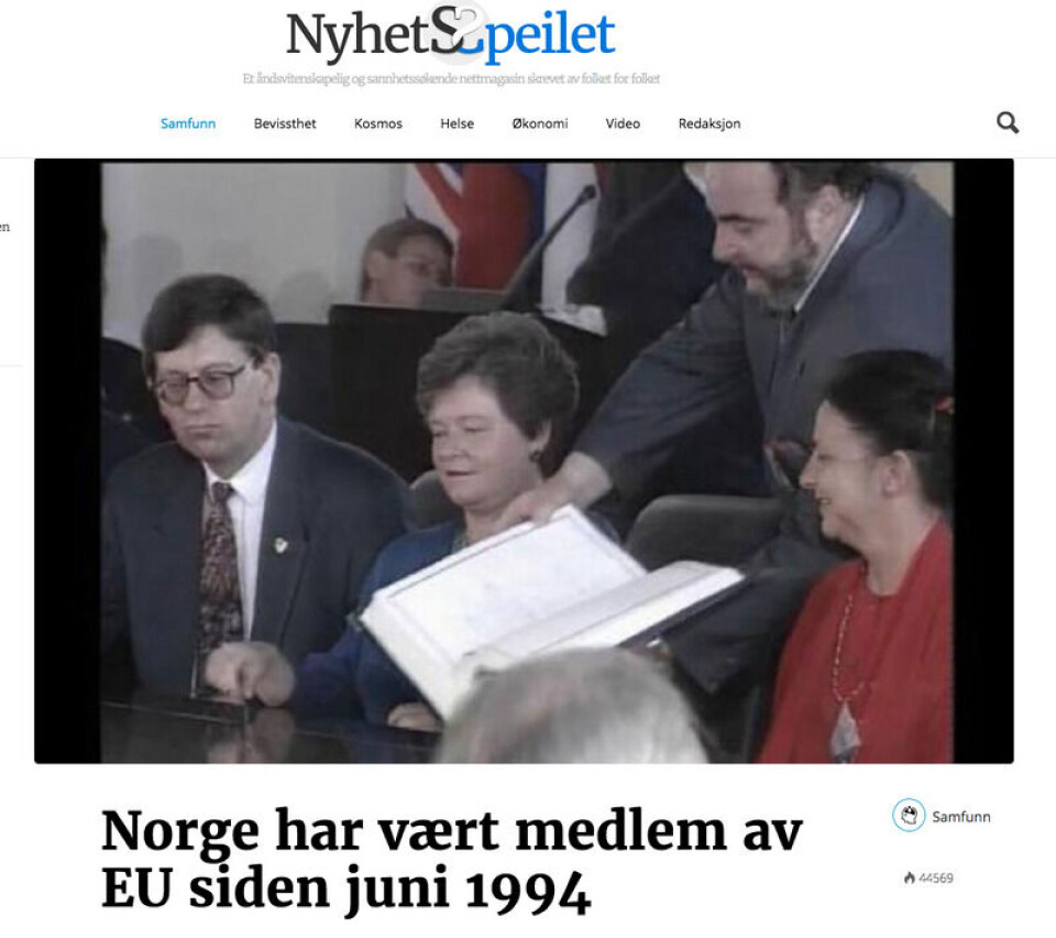 Foto: Skjermdump/Nyhetsspeilet.no.