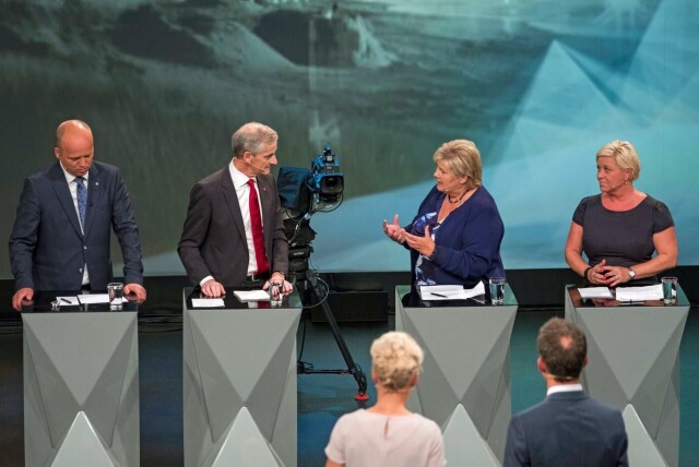 NRKs partilederdebatt i Arendal 14. august 2017. Tor Erik Schrøder/NTB scanpix NRKs partilederdebatt i Arendal 14. august 2017.