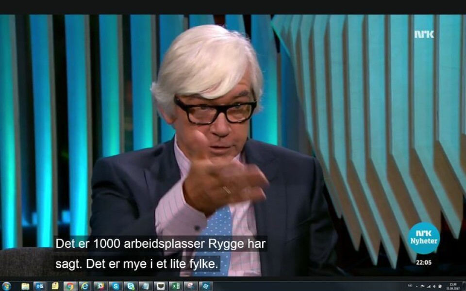 Ole Torp spør Trine Skei Grande om 1000 arbeidsplasser Skjermbilde fra NRK1 Ole Torp spør Trine Skei Grande om 1000 arbeidsplasser