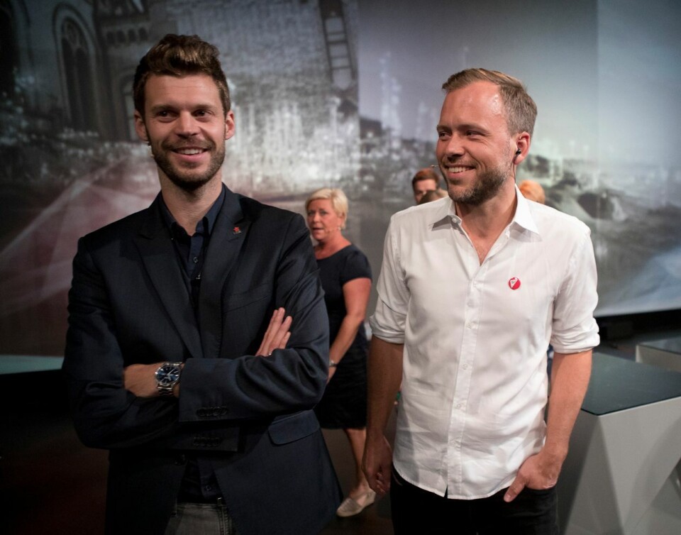 Leder i Rødt, Bjørnar Moxnes (t.v.), og SV-leder Audun Lysbakken er de som er klarest på sin motstand mot velferdsprofitører, ifølge Høyre. Foto: Torstein Bøe / NTB scanpix. Leder i Rødt, Bjørnar Moxnes (t.v.), og SV-leder Audun Lysbakken er de som er klarest på sin motstand mot velferdsprofitører, ifølge Høyre.