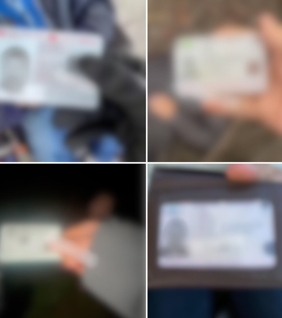 Flere av mennene får delt fullt navn og fødselsnummer i videoene. Foto: Skjermdumper fra videoer delt i sosiale medier