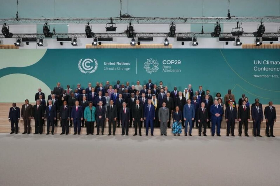 Rundt hundre verdensledere samlet seg for klimatoppmøtet COP 29 i Baku, Aserbajdsjan som startet 11. november. Statsminister Jonas Gahr Støre var ikke å se blant verdenslederne. Foto: NTB / AP / Peter Dejong