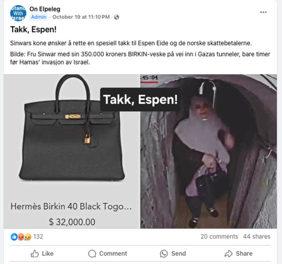 Påstanden er også delt på norsk, her er en av postene fra Facebook.