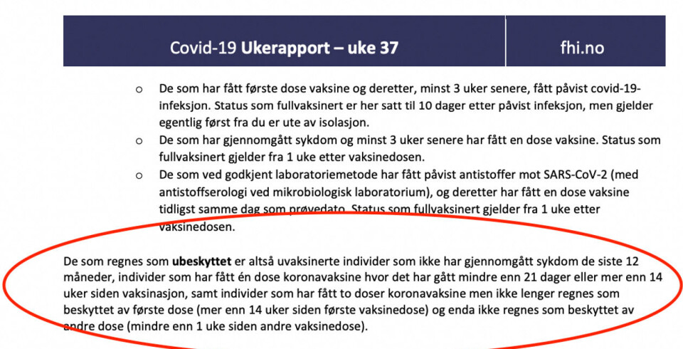 Fra FHI sin ukerapport, uke 37.