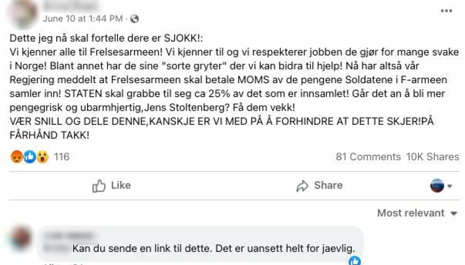 Mange lar seg sjokkere, men det som hevdes i Facebook-posten er ikke sant.