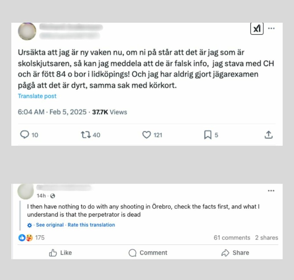 Personer med det spesifikke navnet har blitt hengt ut som drapsmenn.