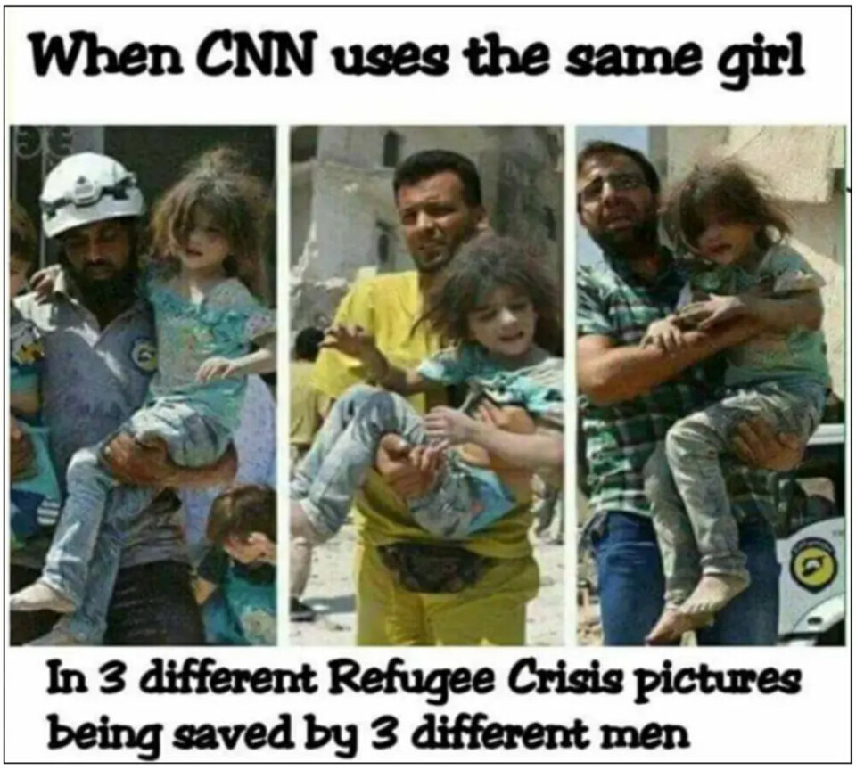 Nei, samme jente brukes ikke som offer i tre ulike kriser