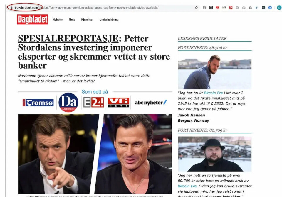 Du kan lett avsløre at saken er falsk ved å sjekke nettadressen. Den går slett ikke til Dagbladet.