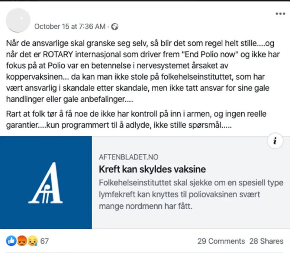 Fant ingen sammenheng mellom vaksine og kreft