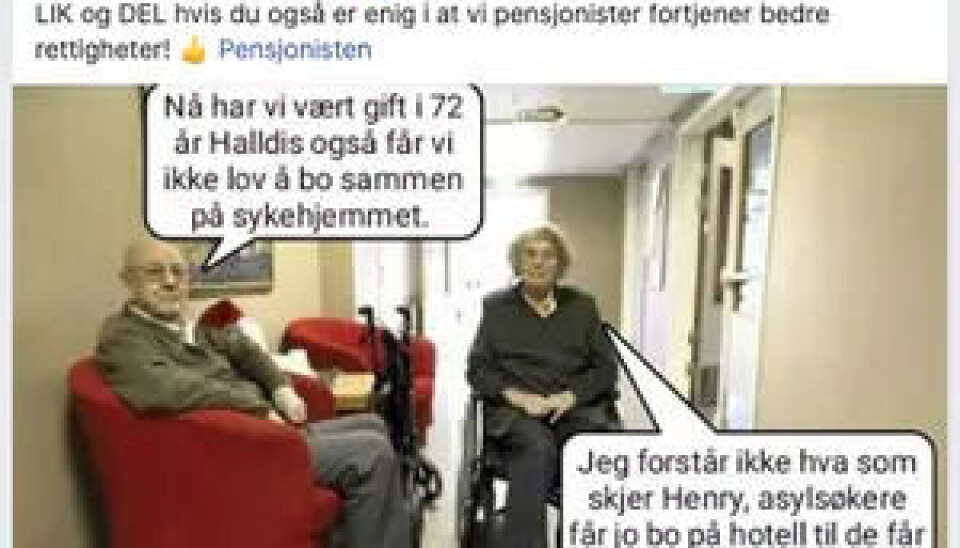 Slik ble bildet delt av Facebook-siden Pensjonisten.