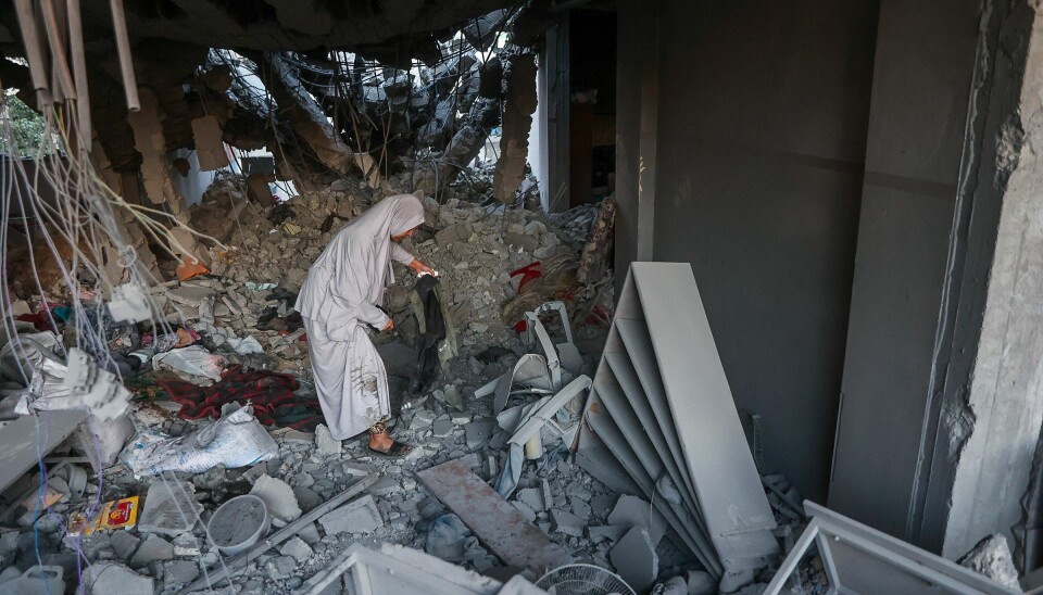 Skader på Al-Tabi skole nord i Gaza etter et angrep natt til 18. mars.
