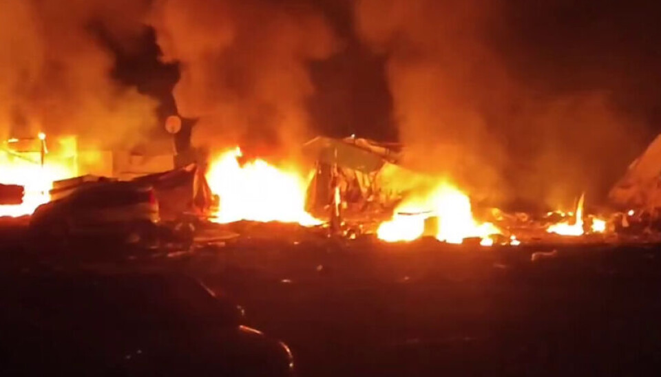 Skjermdump fra en video som ble delt på sosiale medier natt til 18. mars.