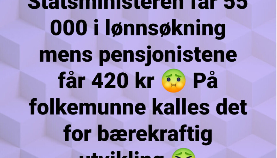 Økte statsministerens lønn med 55 000 kr, mens pensjonistene bare fikk 420 kr?
